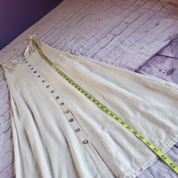 Shop Neighbor Linen Blend Beige Midi Dress Sleeveless Summer Bohemian Beachy Med - Picture 12 of 12